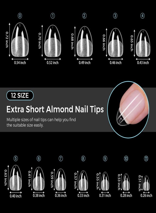 TOMICCA Extra Short Almond Nail Tips 240Pcs, 15 Sizes Short Nail Tips for Acrylic/Gel Nails, Fake Nails Press On Nails - Perfect for Beginner & Professional, Home DIY Salon, Wedding Nails - Image 2